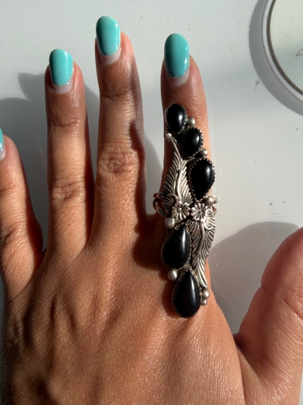 Native American Sterling onyx ring